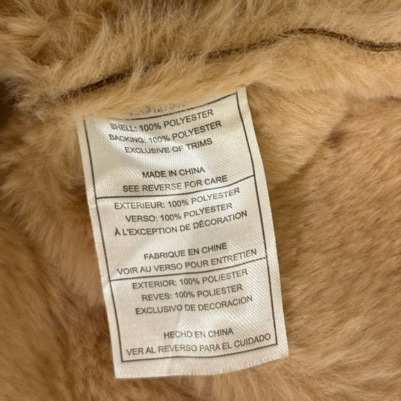 Steve Madden Women’s Faux Shearling Fur Bomber Jacket In Cognac Size Small - Picture 10 of 12